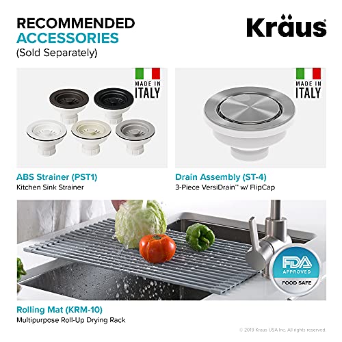 KRAUS Forteza 33-inch Drop in/Undermount 50/50 Double Bowl Granite Kitchen Sink in Black, KGD-52BLACK