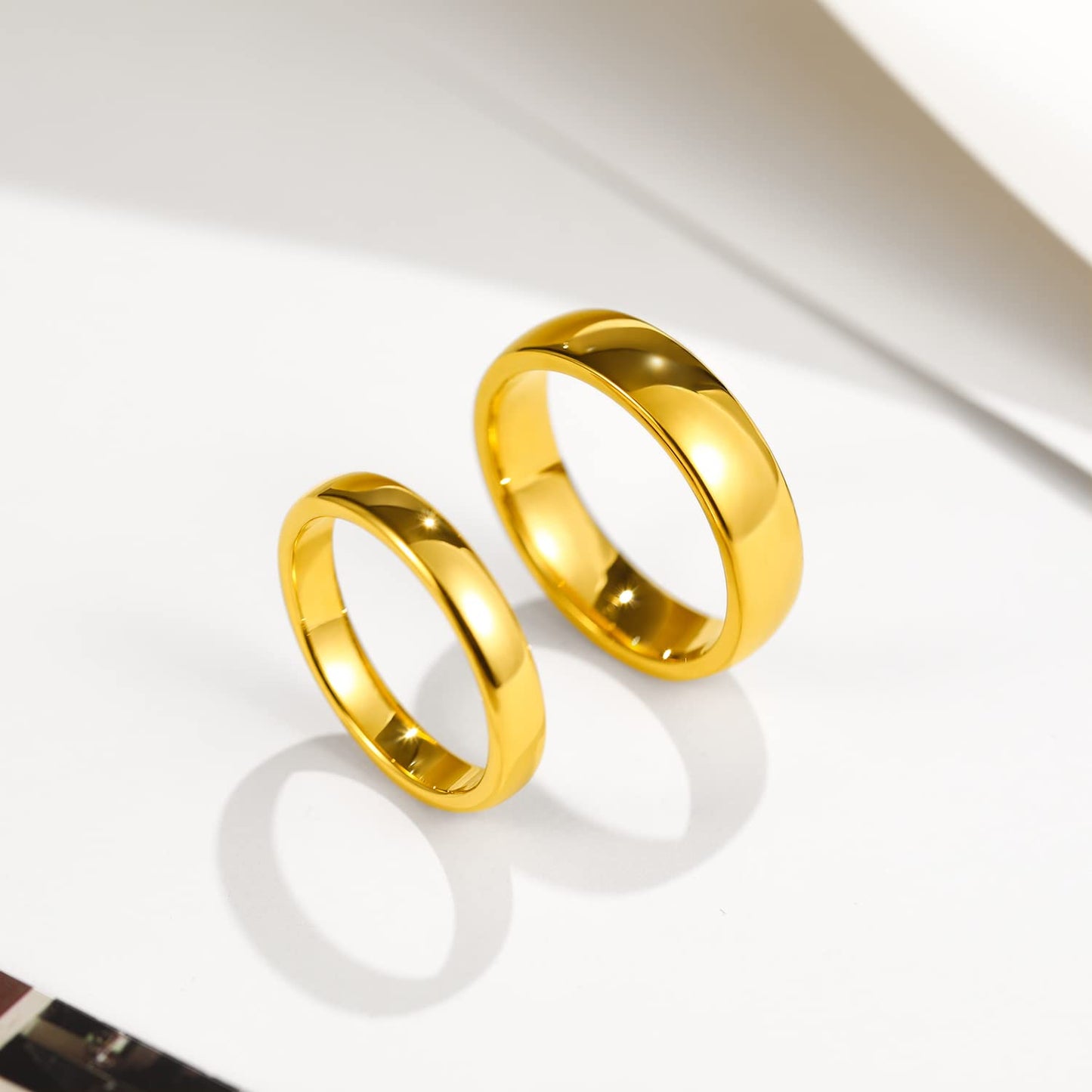 Greenpod 6mm 24K Gold Plated Tungsten Carbide Rings for Men Women Dome Polished Classic Wedding Band Comfort Fit Size 5
