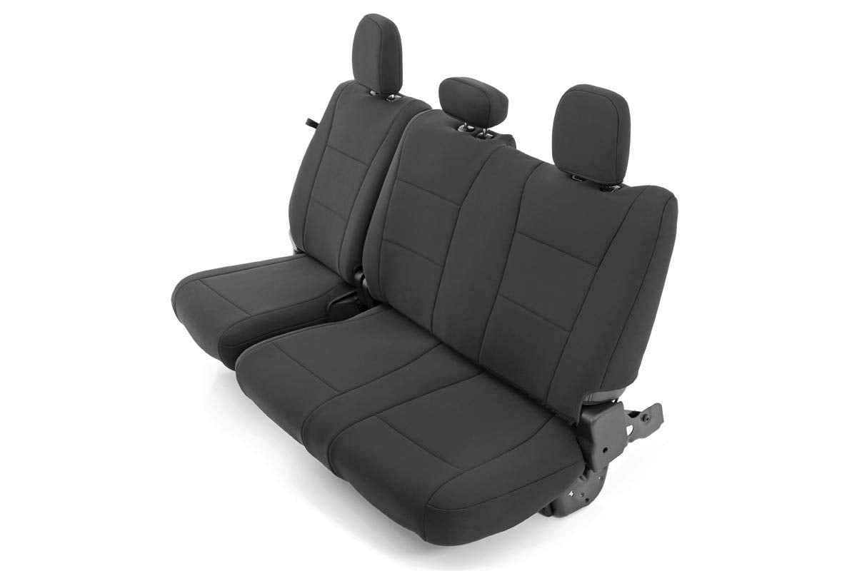 Rough Country Neoprene Seat Covers for Ford F-150, Lightning, F-250 & F-350 Crew Cab (2015-2025) w/FR Bucket Seat - Front & Rear Seat Cover Set, Waterproof, UV Resistant, Foam Padded
