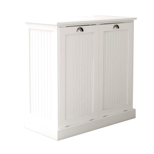 KCSWKJ Two-Compartment Tilt-Out Laundry Sorter Cabinet-White