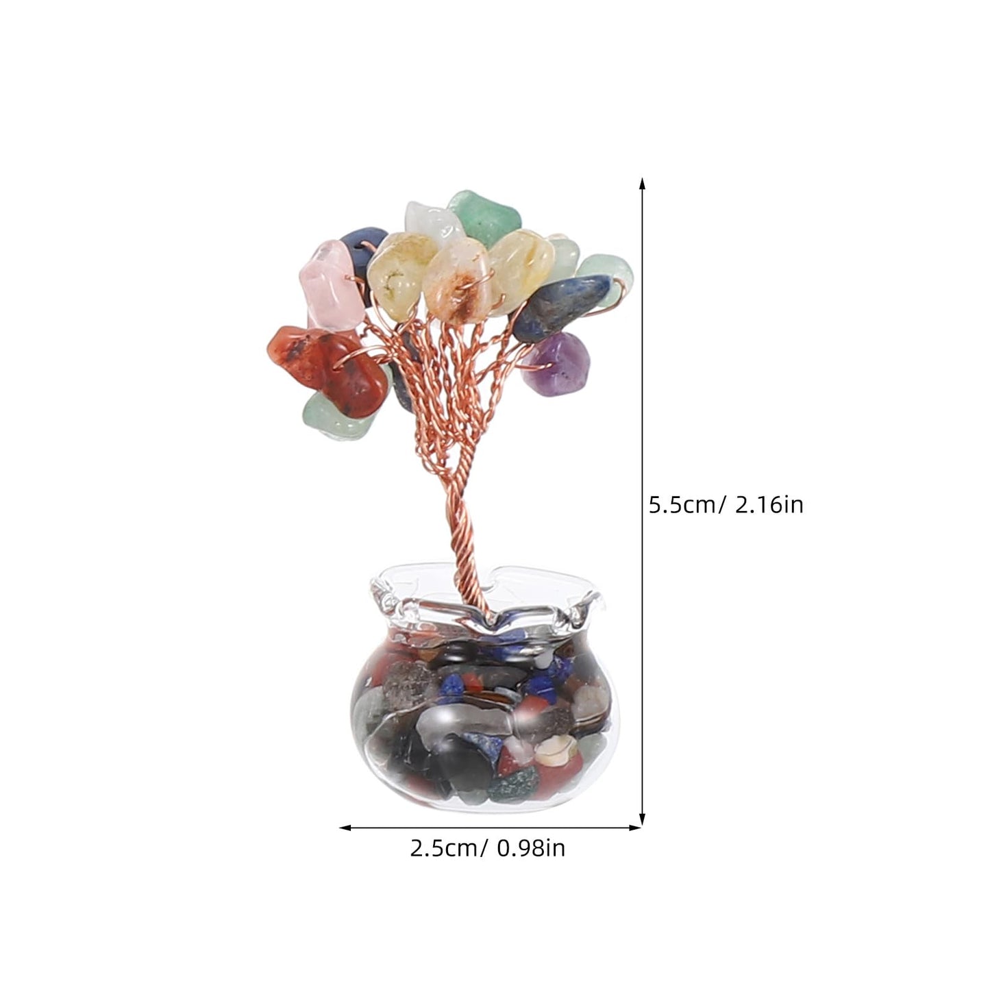 CALLARON 12Pcs Mini Crystal Money Tree Set, Miniature Bonsai Ornament with Crystal Stones, Chinese Lucky Wealth Tree Desktop Decoration | Home Office Decor, New Year, Tabletop Display