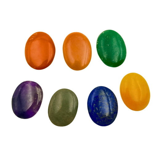 GEMSCITE Seven Chakra Set Thumb Worry Stones Metaphysical Gemstone Crystal Healing Reiki Men Women Gift FENG Shui Positive Energy Love Wellness Palm Stones Wicca Powerful