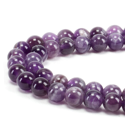 Cherry Tree Collection | 100PCS 6mm Dogtooth Amethyst Gemstone Round Beads for Jewelry Making | Includes Storage Box, Elastic String, and Needles