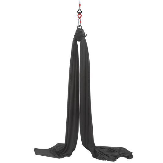 Aerial Yoga Hammock Aerial Yoga Swing Sling with Install Accessories Aerial-Silk Starter Kit Hammock Practice Kit for Pilates, Inversions, Stretching 440.92lbs Capacity (16.40 * 8.53ft, Black)