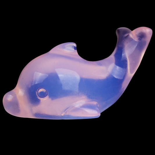 Hguxmcu Pink Opalite Crystal Dolphin Carving Hand Carved,1.8 Inch Dolphin Figurine Polished Gemstone Animal Sculpture Healing Stone Meditation Decor Gift Collection