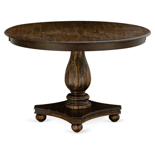 Luxe by East West Furniture FE2-07-TP Ferris Dining Table - a Round Wooden Table Top with Pedestal Base, 48x48 Inch, Distressed Jacobean