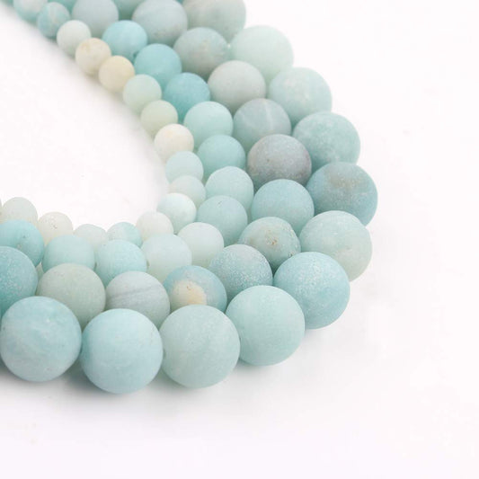Song Xi Frosted Amazon Stone Beads 6mm Natural Stone Beads for Jewelry Making Gemstone Beads
