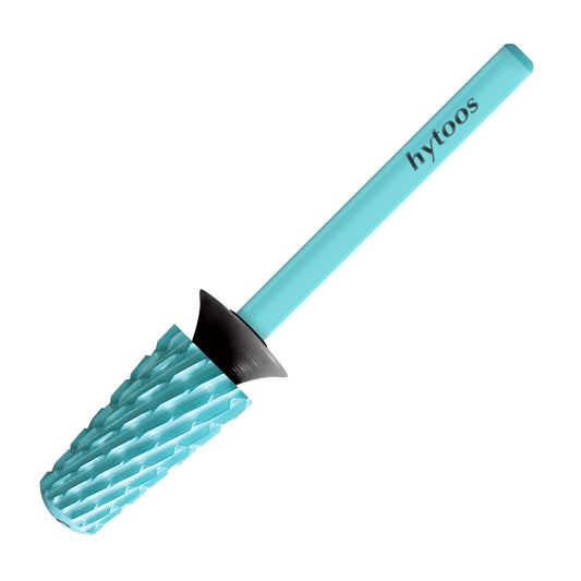 HYTOOS Safety Tapered Nail Drill Bit, Green Coated Tungsten Carbide Rounded Barrel Nail Bits for Thick Gel & Acrylic Removal, Manicure Tools Pro Electric File Drill Accessories, XC