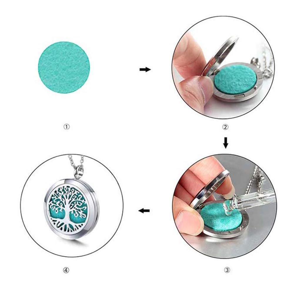 Aromatherapy Essential Oil Diffuser Necklace 316L Stainless Steel Locket Pendant with 24 Inch Chain (Sunflower)