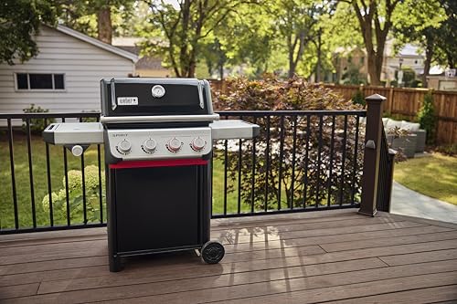 Weber Spirit E-435 Natural Gas Grill for Outdoor Cooking, 4 Burners and 1 Side Burner, Black – Porcelain-Enameled Cast-Iron Grates, 2 Boost Burners, Sear Zone