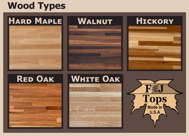 Maple Butcher Block Top - 1.5" Thick - Unfinished - Great for Countertops, Desks, Laundry folding tables, Workbench tops, Cutting Boards, and More - Made in the US by FJ Tops (30" x 48")