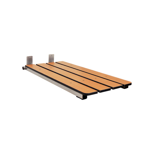 Seachrome Hermosa 32" x 13.5" Back Wall-Mount Folding Teak Tub Seat with 3" Slats