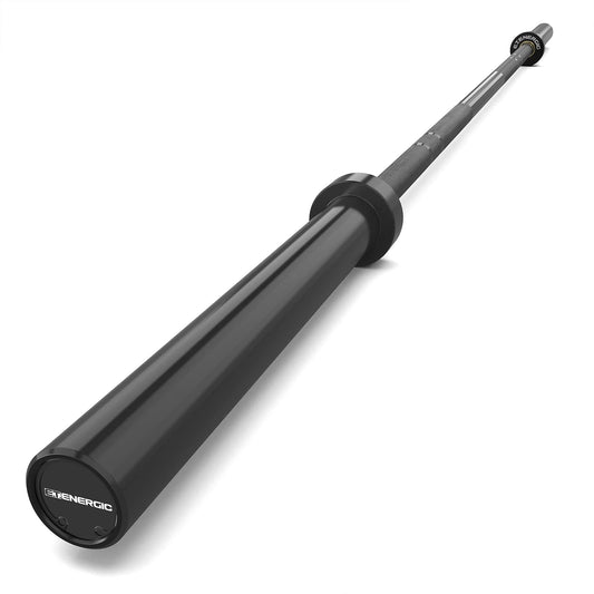 E.T.ENERGIC 7ft Olympic Barbell – 40LB Chrome Powerlifting Bar with 2” Sleeves & Medium Knurl, 700LB Capacity Strength Training Barbell for Squats, Deadlifts, Bench Press, Home & Gym, Black
