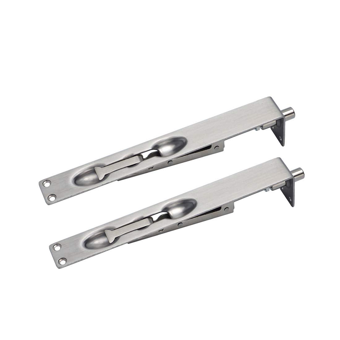 TOGU 2 Pack 10" Solid Stainless Steel Lever Action Flush Bolt,Concealed Security Door Lock For Composite Doors,French Doors,Wood Doors,Double Doors,Dummy Doors,Brush Stainless Steel Finish