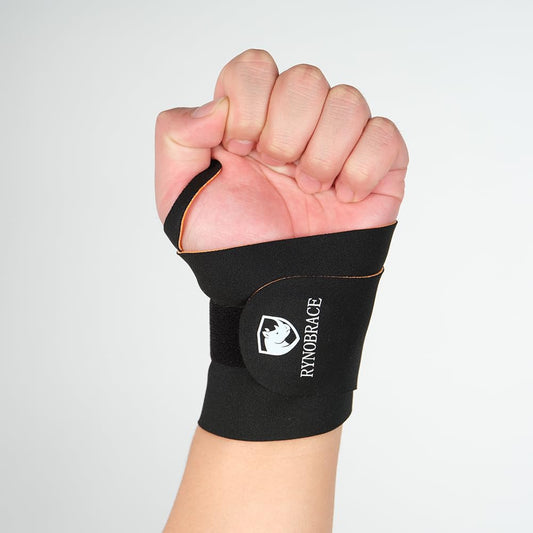 RynoBrace Wrist Support- Thin Adjustable Wrist Brace for Sports, Workouts, & Daily Use (Black)