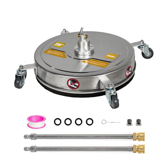 TRELVEX 20 Inch Pressure Washer Surface Cleaner Stainless Steel with 4 Wheels 4000 PSI Stainless Steel Power Washer Attachment for Driveway Sidewalk