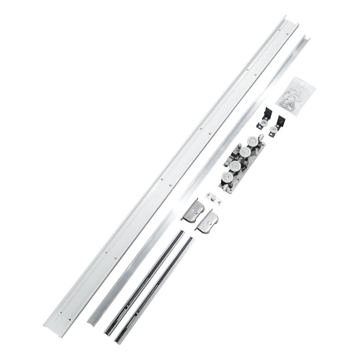 59“Concealed Sliding Barn Door Hardware and Track ，Floating Wall Mount，Soft Closing (Newly upgraded 4-wheel pulley)