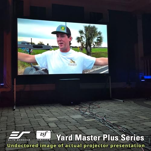Elite Screens Yard Master Plus, 180-INCH 16:9 Height Setting Adjustable Portable Projector Screen, 4K HD Outdoor Indoor Movie Theater Front Projection, US Based Company 2-YEAR WARRANTY, OMS180H2PLUS