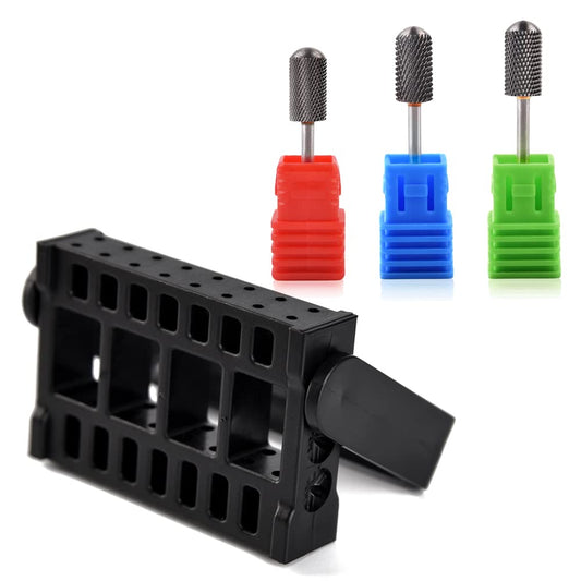 Rolabling 3 pcs Round Head Alloy Nail Drill Bits Manicure Drilling with 1 pcs Nail Drill Bit Storage Box For Electric Nail Drill Manicure Machine Nail Gel Polish Removal Nail Accessories Tool (Set)