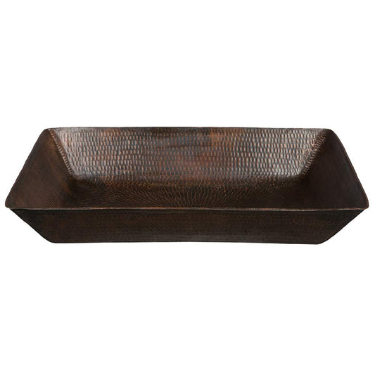 Premier Copper Products Rectangle 20 in. Hammered Copper Vessel Sink in Oil Rubbed Bronze VREC2014DB