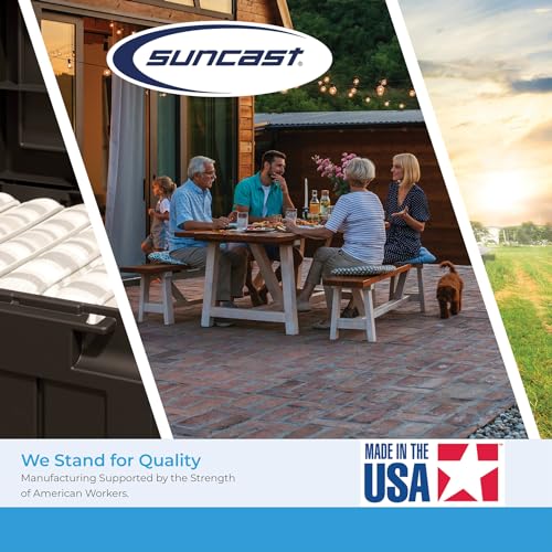 Suncast Extra Large 200 Gallon Deck Box - Resin Outdoor Storage Box for Patio Cushions, Outside Toys, Garden Tools & Pool Supplies, Weatherproof Lockable Outdoor Storage Bin, Peppercorn