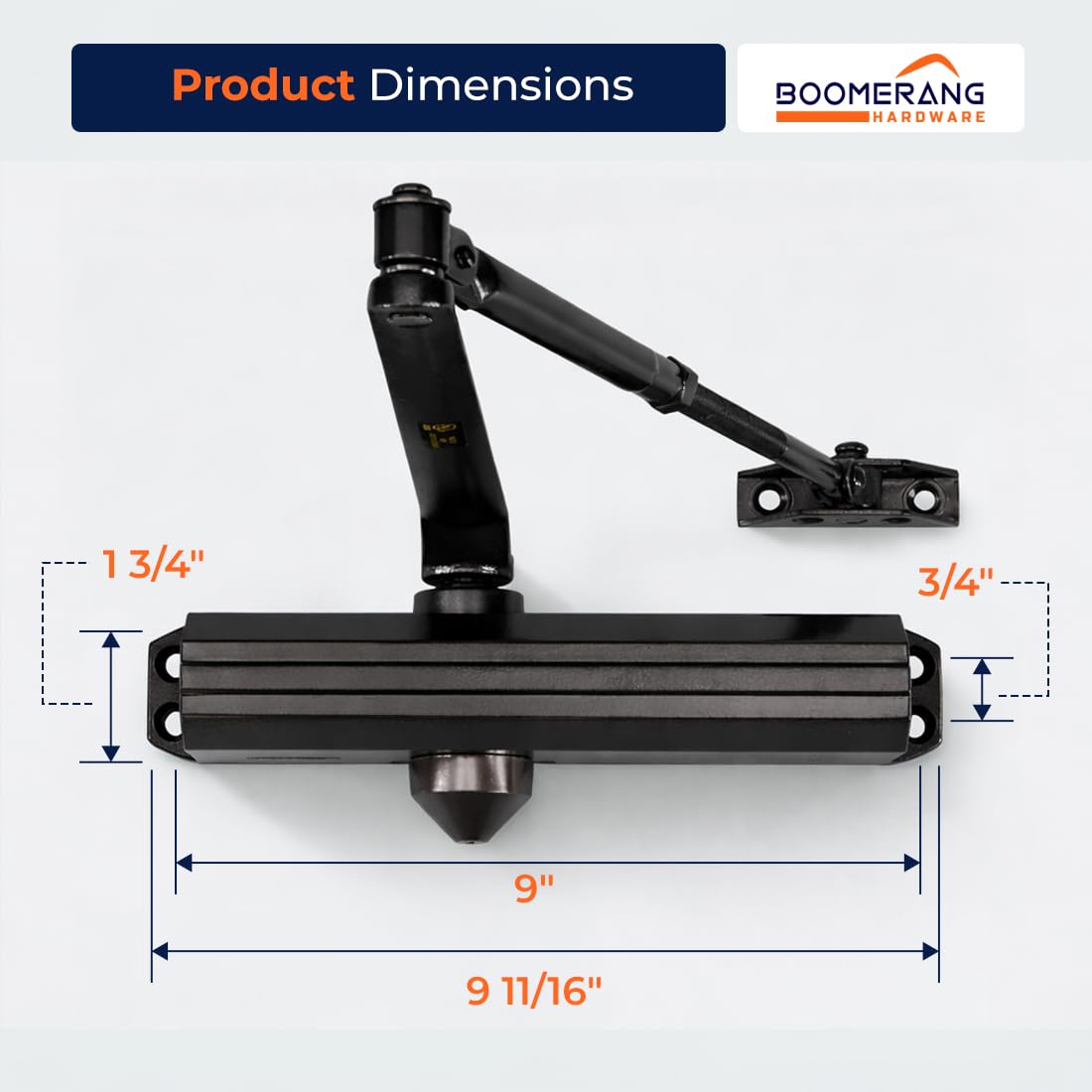 Boomerang D4016 Medium/Heavy-Duty Designer Auto Commercial Door Closer, Multiple Mount Options, Door Closer for High Traffic Areas, ADA & UL 3 Hour Fire Rated, Dark Bronze (US10B)