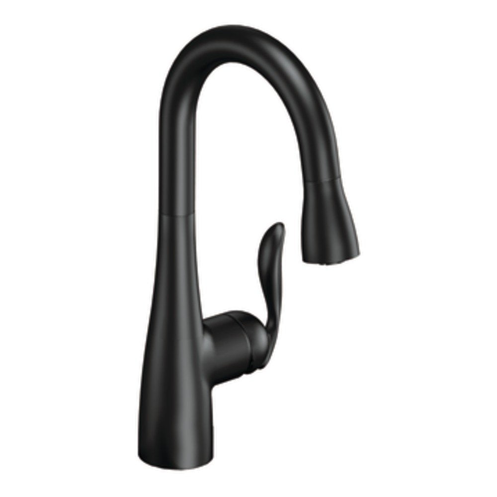 Moen 5995BL Arbor One Handle High Arc Pulldown Bar Faucet with Reflex, Matte Black