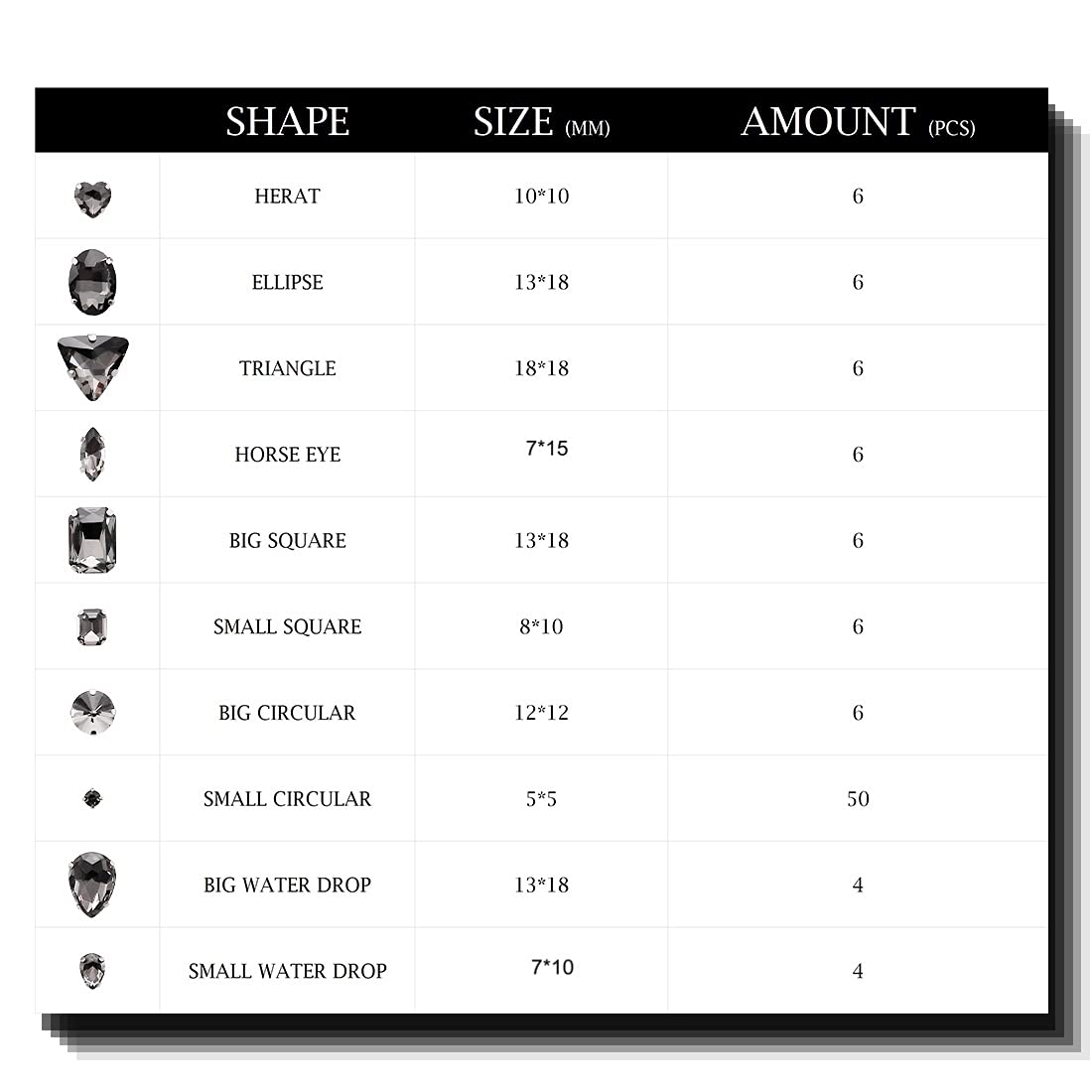 TANOSII Sew on Rhinestones 100 PCS Mixed Shapes Glass Rhinestones Sew on Crystal Gems Mental Flatback with Silver Claw for Jewelry Crafts Clothes Shoes Costume Garment Gray