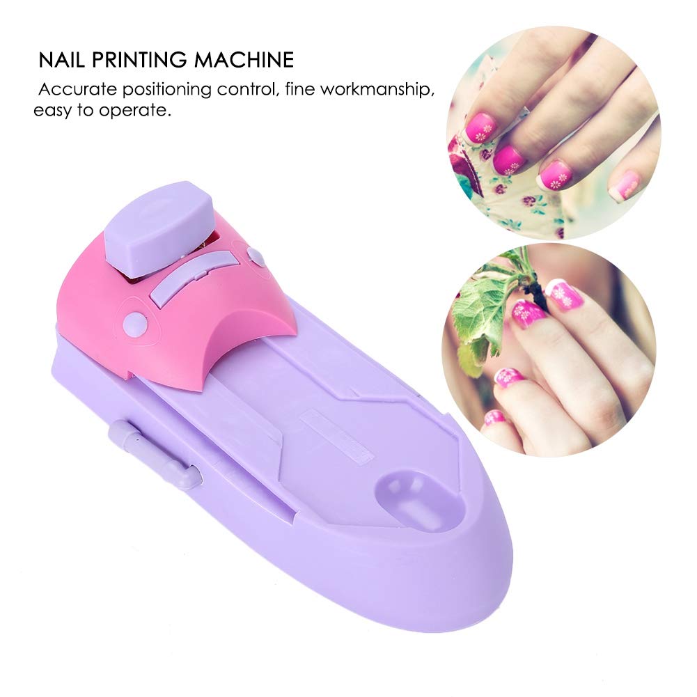 Sonew Nail Art Pattern Printer, Professional Nail Art DIY Pattern Printing Machine Stamper Nail Printer Manicure Tools with 6Pcs Stainless Steel Printed Templates