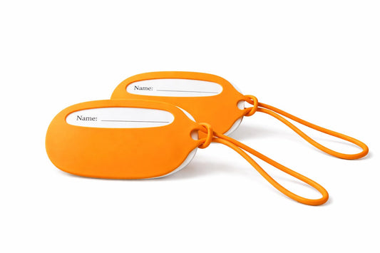 Silicone Luggage Tag for Suitcases, Silicone Luggage Tag with Name ID Card Perfect to Quickly Spot Luggage Suitcase, Silicone Bag Tags for Backpacks 2 Pcs (Orange)