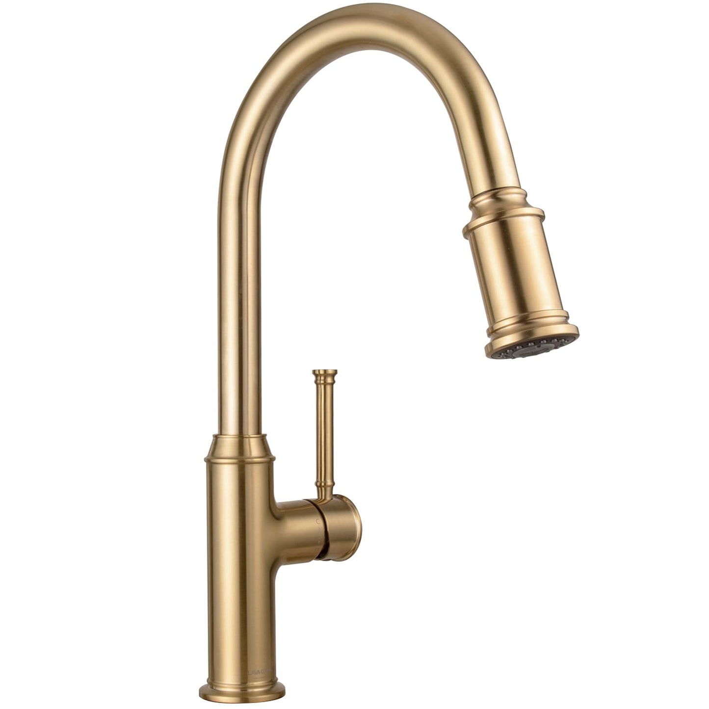Lava Odoro Champagne Gold Kitchen Faucet with Pull Down Sprayer, Single Handle Kitchen Sink Faucet, Gold Faucet for Kitchen Sink 1 Hole and 3 Hole, Deck Plate Included, KF421-CB