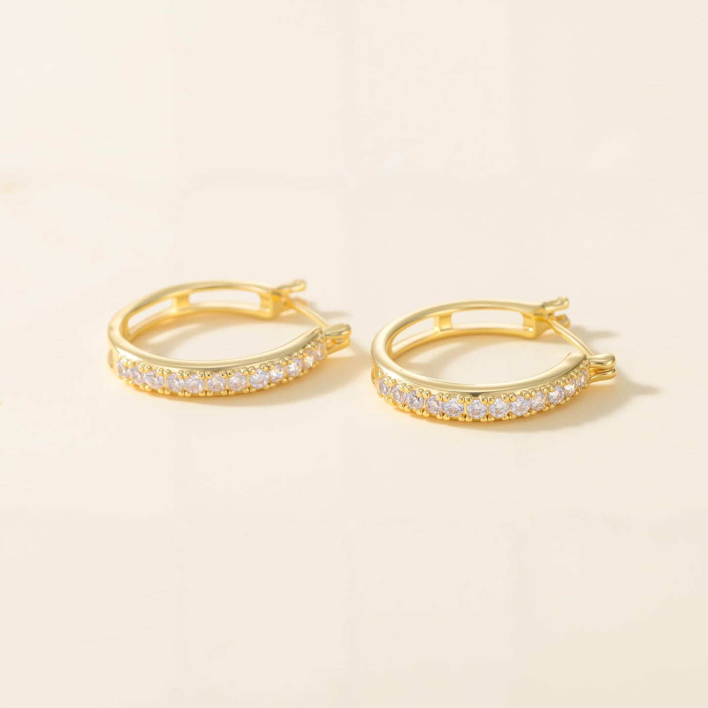 14K Gold Earrings for Women Small 14K Gold Hoop Earrings Trendy 35mm Womens Gold Huggie Earring with Cubic Zirconia Hypoallergenic