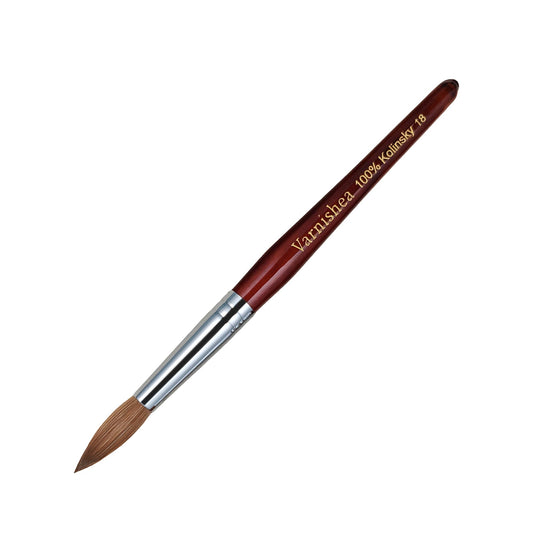 varnishea 100% Pure Kolinsky Acrylic Nail Brush Solid Wood Handle Professional Manicure Brushes for Powder Nail Acrylic Application - Salon & DIY Nail Art Essentials - Size 18, 1.0 Count