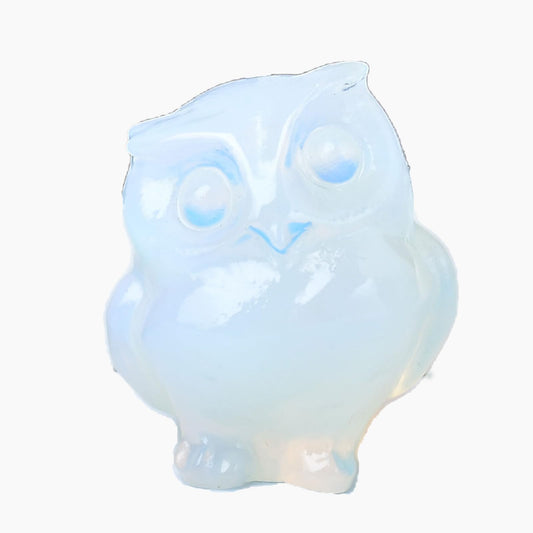 WUYOUSHI Opal Owl Decor Healing Crystal Statue Polished Gemstone Spiritual Decor for Home & Office Desk Energy Stone Gift for Women, Men (Meditation, Reiki)