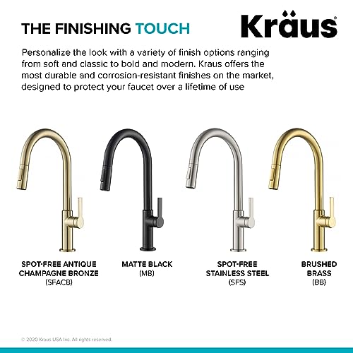 KRAUS Oletto Single Handle Pull Down Kitchen Faucet in Matte Black, KPF-2820MB