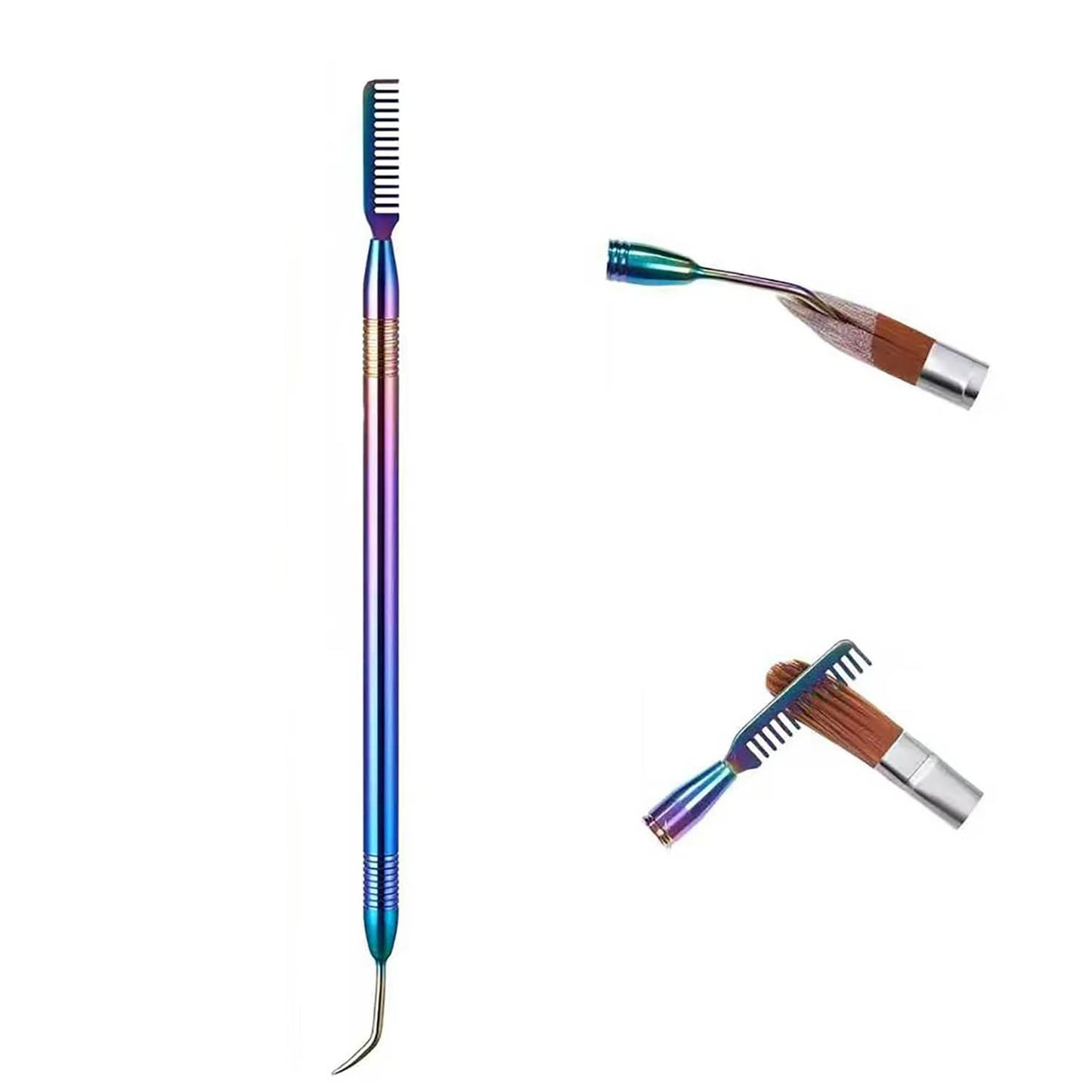 Acrylic Nail Brush Set, Size #10#12#14#16#18 Nail Sculpting Brushes with Dual-Ended Stainless Steel Nail Brush & Cuticle Pusher, Professional Manicure Kit for Acrylic Application & DIY Manicure