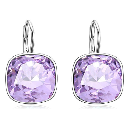 AOBOCO Sterling Silver Leverback Earrings, Purple, 0.90 in x 0.55 in, 3.2 g