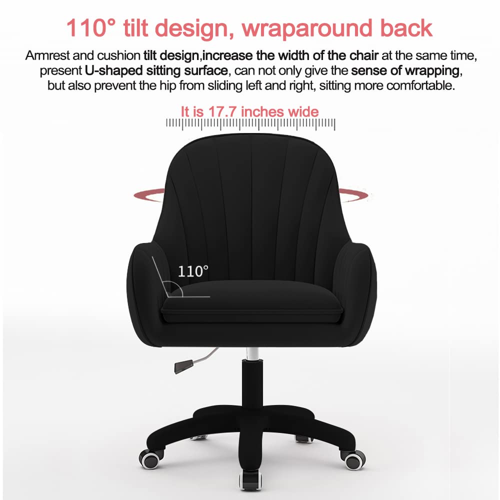 XUEGW Home Office Chair Computer Chair with Mid-Back Upholstered Modern Tufted Computer Task Chair Swivel Height Adjustable Velvet Accent Chair Suitable for Bedroom, Study