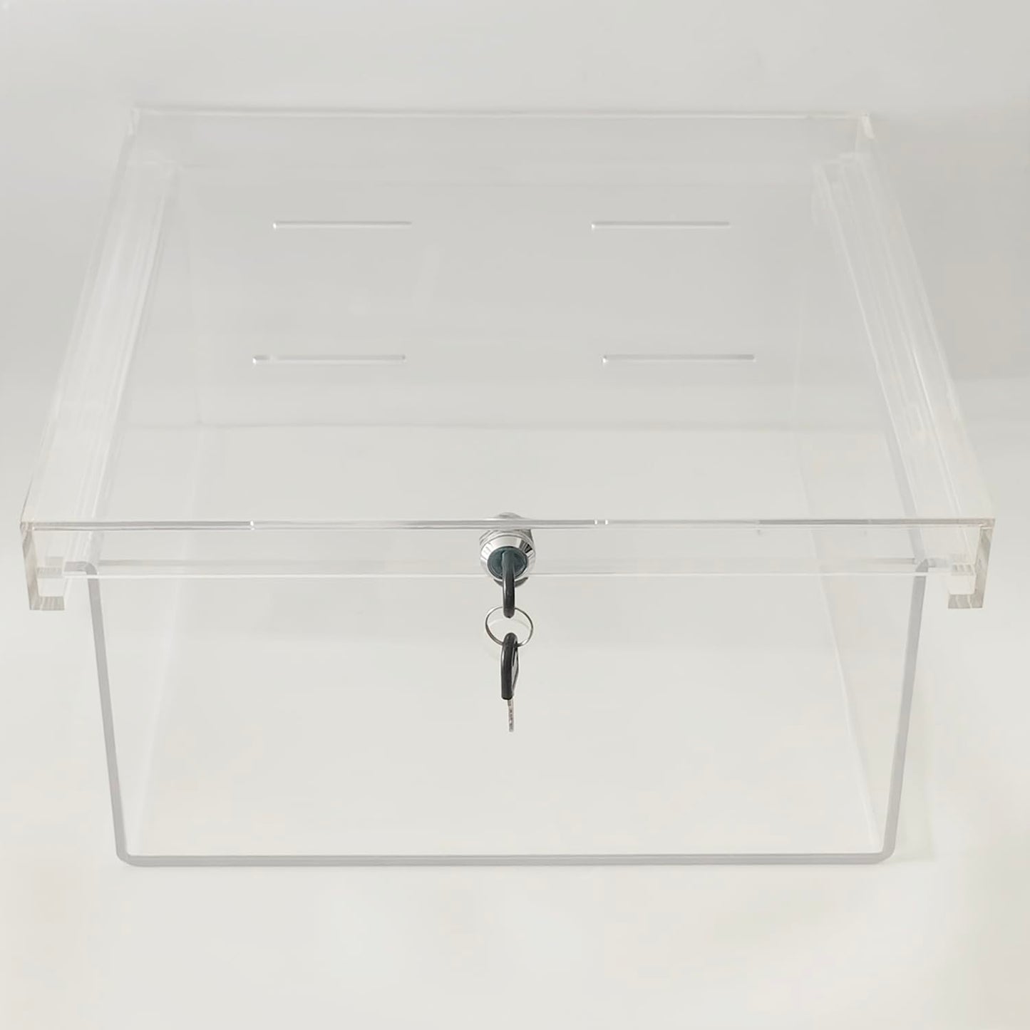 CiaoHER Extra Large Clear Acrylic Refrigerator Medicines Insulin Narcotics Storage Lock Box with Two Keys and Mounting Hardware，16''D x 14''W x 8''H