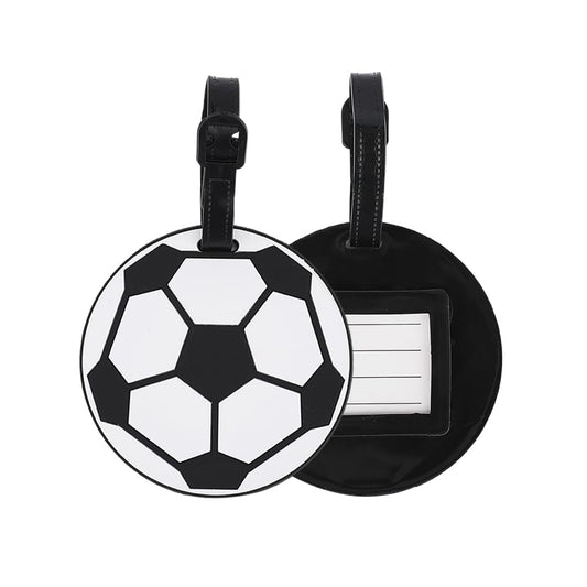 BEAMARKER 2Pcs Sports Luggage Tags for Suitcases Round PVC Soccer Ball Luggage ID Labels Personalized Suitcase Tag Set Travel Accessories for Men Women Baggage Handbag School Bag Backpack