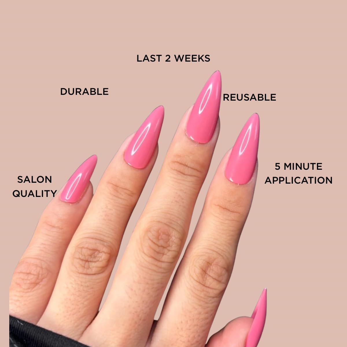 BUBBLEGUM BAE Press-On Nails by Lavaa Beauty | Long Stiletto | Pink Glossy Stiletto Nails