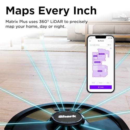 Shark Matrix Plus 2in1 Robot Vacuum & Mop with Sonic Mopping, Matrix Clean, Home Mapping, HEPA Bagless Self Empty Base, CleanEdge, for Pet Hair, WiFi, Compatible with Alexa, Black/Gold (AV2613WA)