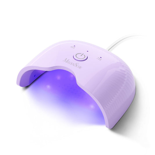 MelodySusie Mini LED UV Nail Lamp with Lightweight Design, P-ART06F Nail Dryer with Simple Button Control Cures All Soft Gels at Home, Especially Half-Cured Gel, Base Coat & Top Coat Purple