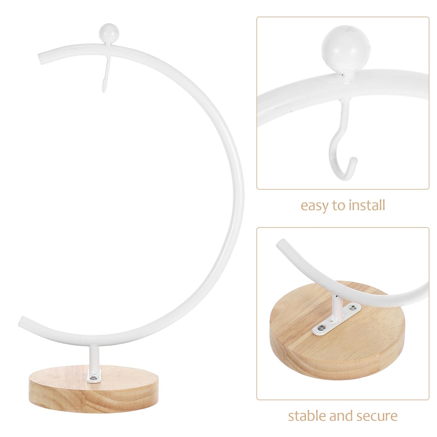 PRETYZOOM Ornament Display Stand with Base Stable Iron Hanging Hook for Air Plants and Glass Terrarium Globes Space-saving Rack for Tabletop Decor Elegant Holder for Ornaments