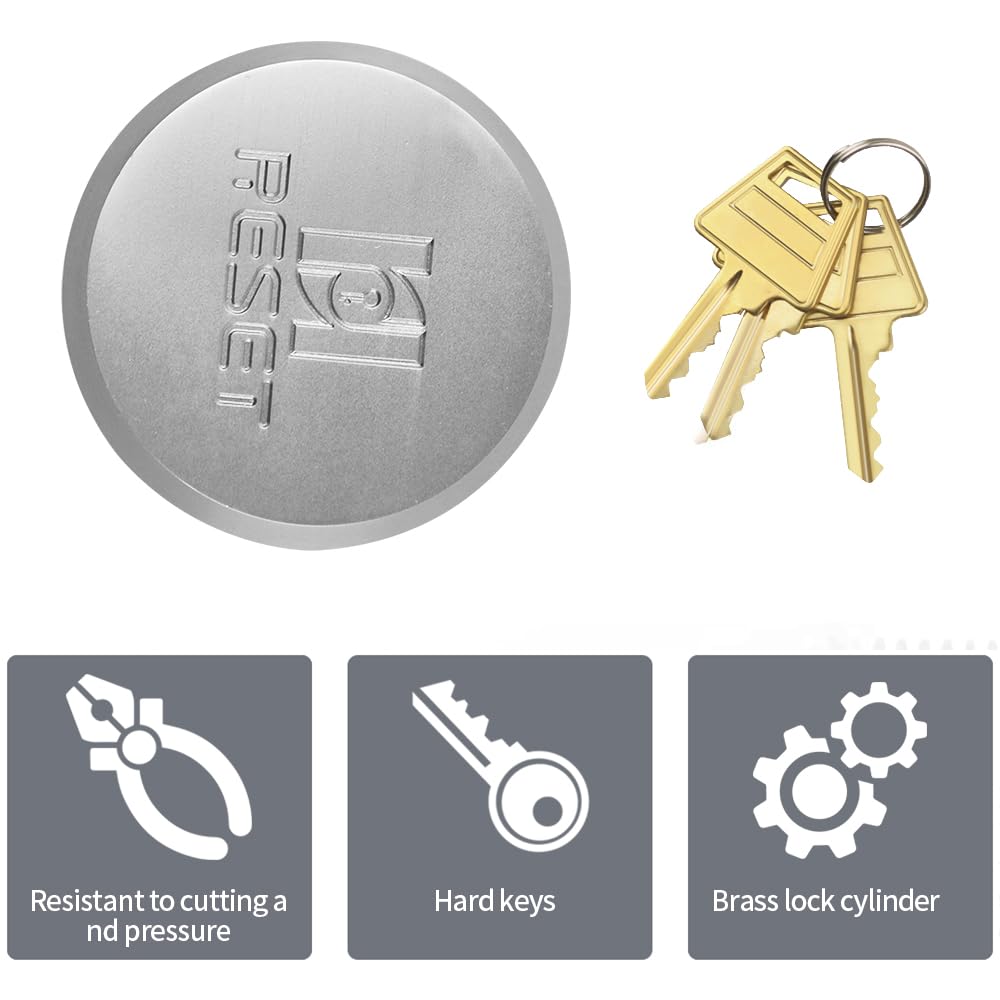 RESET-903 2 Pack Keyed Alike Puck Locks, 2-7/8" Hidden Shackle Padlocks with Keys, Heavy Duty Aluminum Alloy Body & Stainless Steel Shackle, Trailer Door Lock for Vans, Containers, Gates