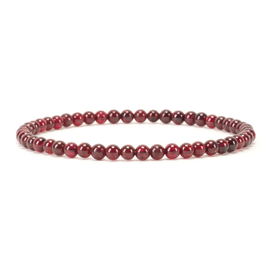 Cherry Tree Collection - Small, Medium, Large Sizes - Gemstone Beaded Bracelets For Women and Men - 4mm Round Beads (Red Garnet, Small)