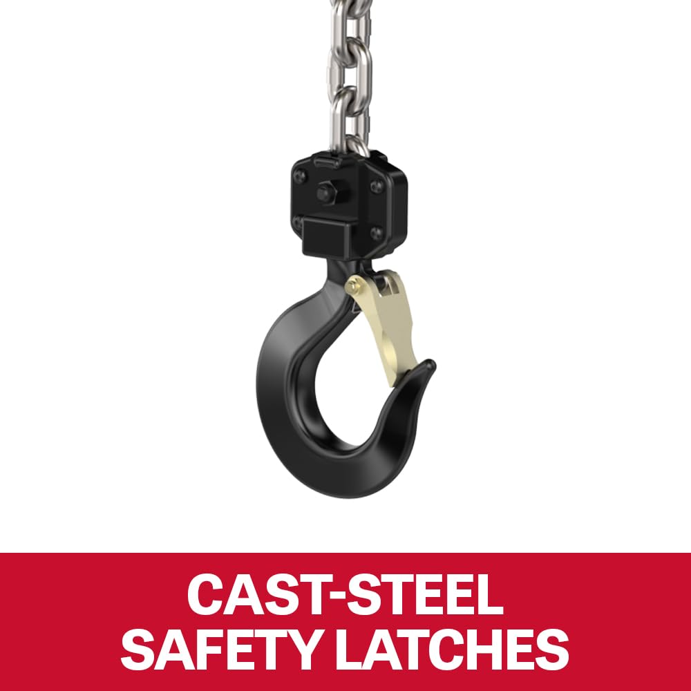 JET 2-Ton Hand Chain Hoist, 20' Lift, Overload Protection (L-100-200WO-20)