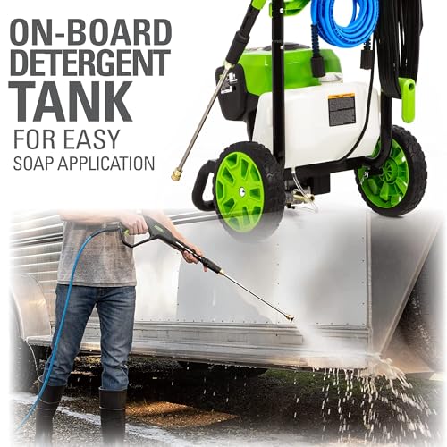 Greenworks 2300 PSI TruBrushless (2.3 GPM) Electric Pressure Washer, 25’ Hose, Quick Connect Wand, 15, 24, 40 Degree Soap and Turbo Nozzle