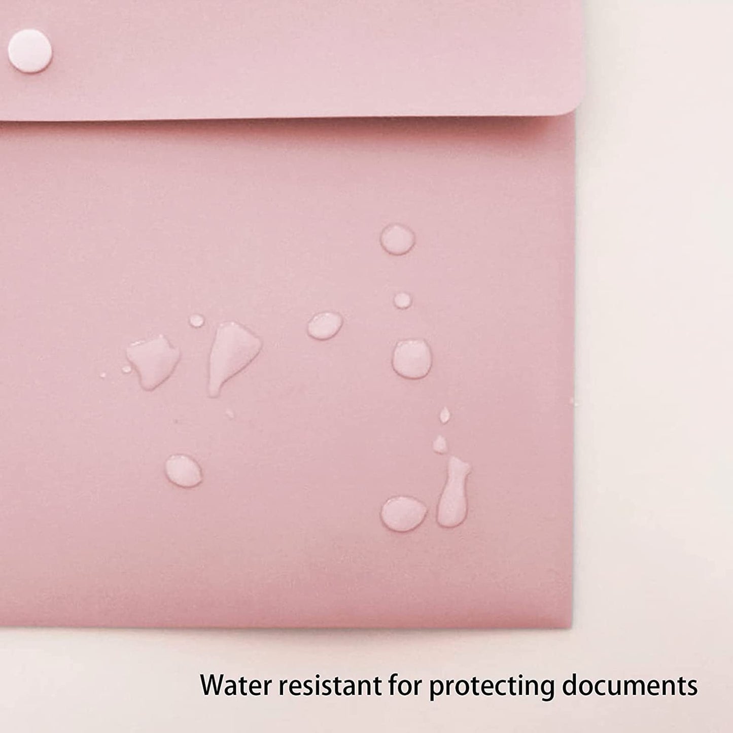 VANRA Poly File Folders Letter Size File Jackets Organizer Plastic Envelope A4 Flat Document Holder with Snap Button Closure (Pastel Pink, Pack of 5)