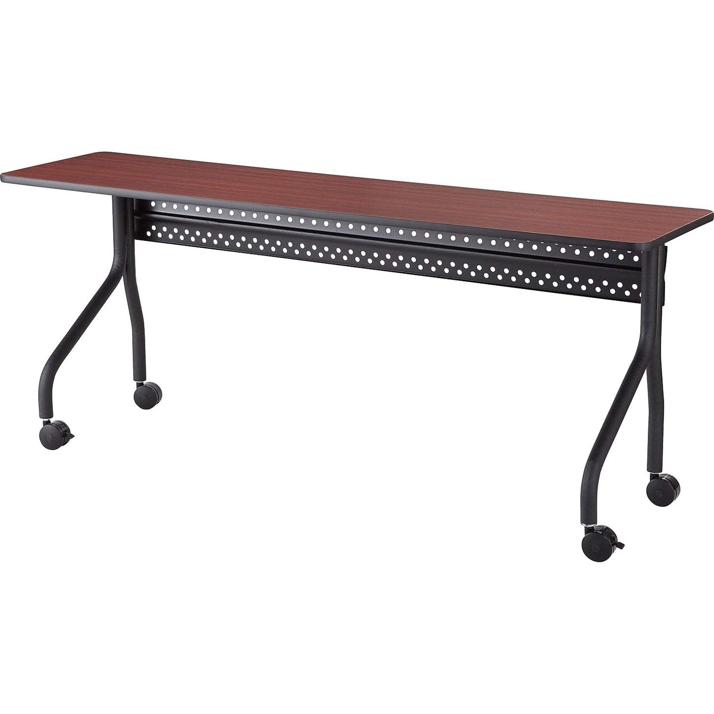 Iceberg OfficeWorks Premium Mobile Training Table – 72” Rectangular Desk with Locking Wheels, Mahogany Top & Black Frame – Rolling Conference Table for Offices, Classrooms, or Workspaces